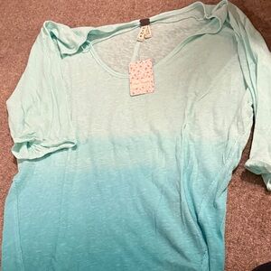Free People Aqua Ombre Long Sleeve Top